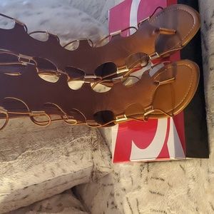 Ashley Stewart Cognac Gladiator Sandals